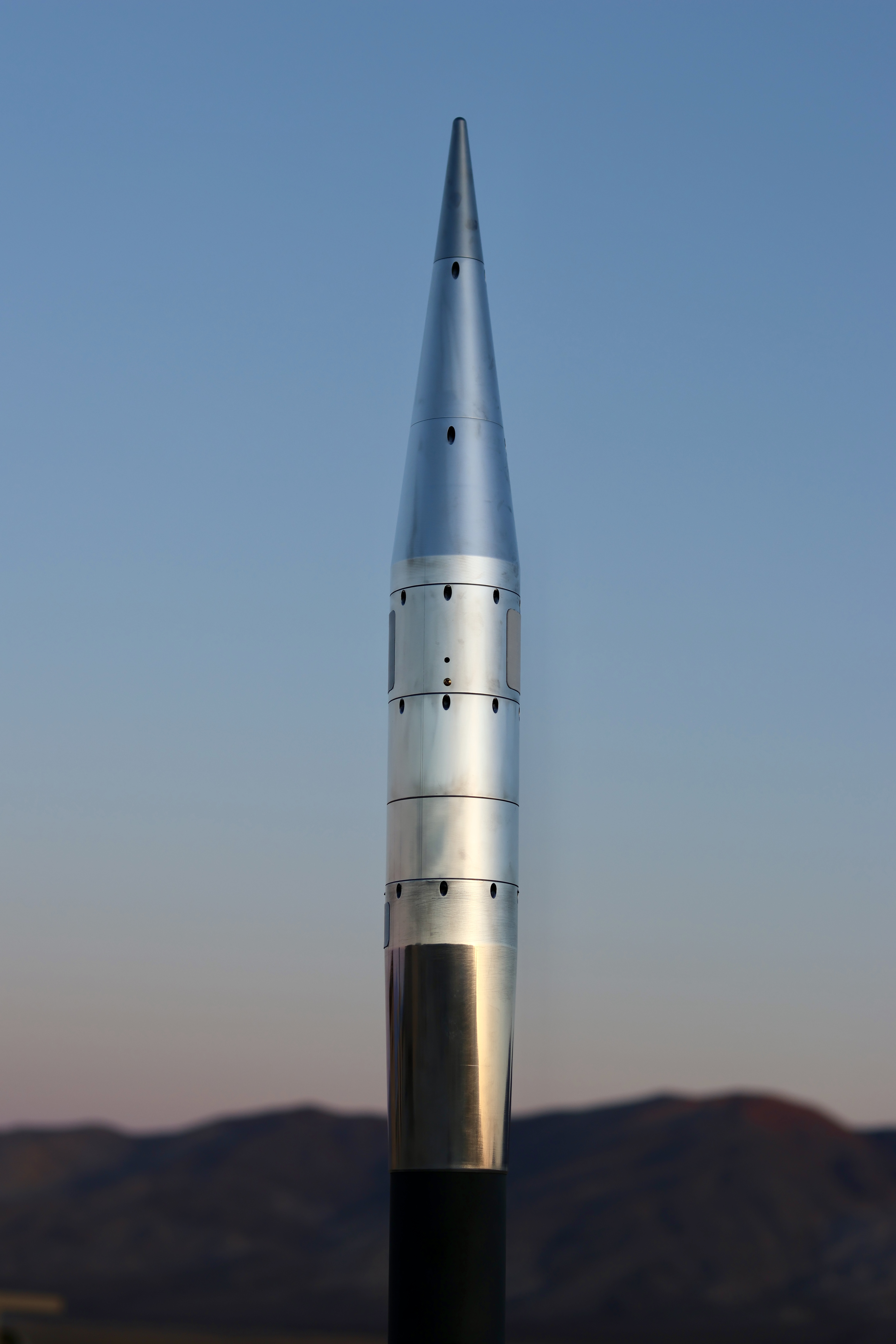 Close-up of the Dash vehicle on the launch rail